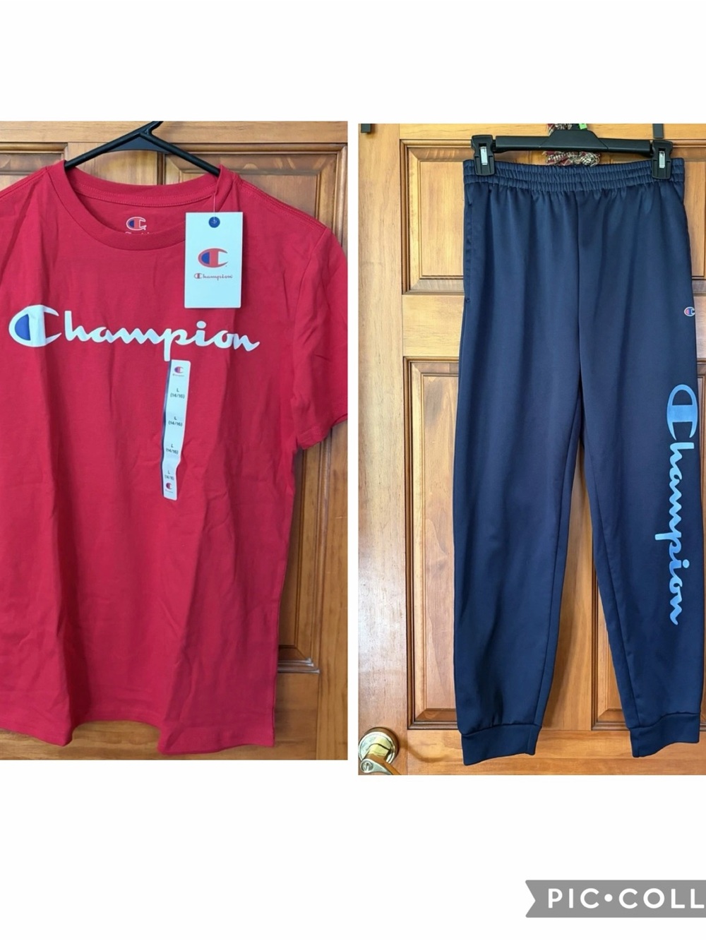 Champion Kids Red Logo Tee with Navy Jogger Pants SIZE 14 - 16